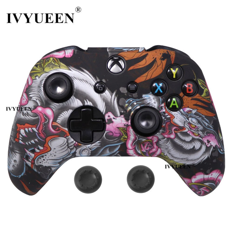 IVYUEEN Silicone Protective Skin Case for XBox One X S Controller Protector Water Transfer Printing Camouflage Cover Grips Caps - Azbrowse