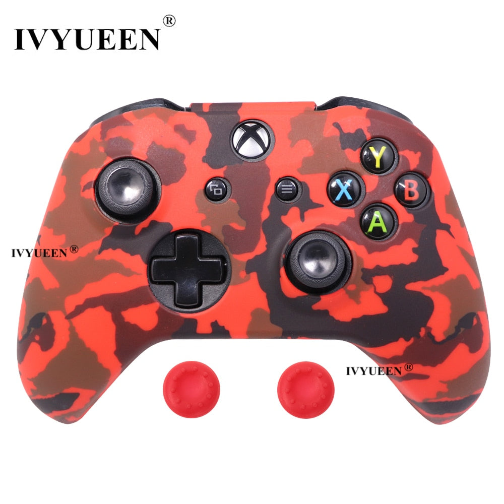 IVYUEEN Silicone Protective Skin Case for XBox One X S Controller Protector Water Transfer Printing Camouflage Cover Grips Caps - Azbrowse