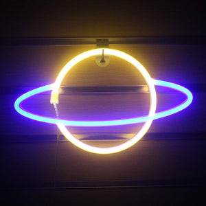 Planet LED Lights Neon Light Sign Bedroom Decor Neon Sign Night Lamp for Rooms Wall Art Bar Party USB or Battery Powered - Azbrowse