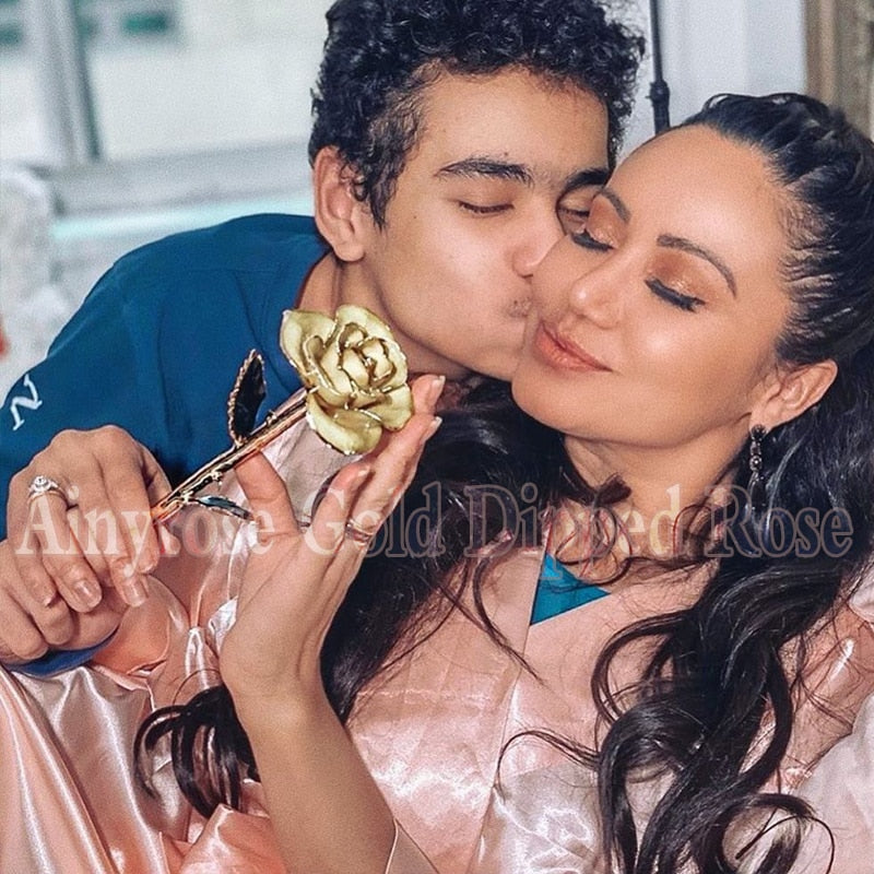 Gifts for Women 24k Gold Dipped Rose with Stand Eternal Flowers Forever Love In Box Girlfriend Wedding Valentine Gift for Her - Azbrowse