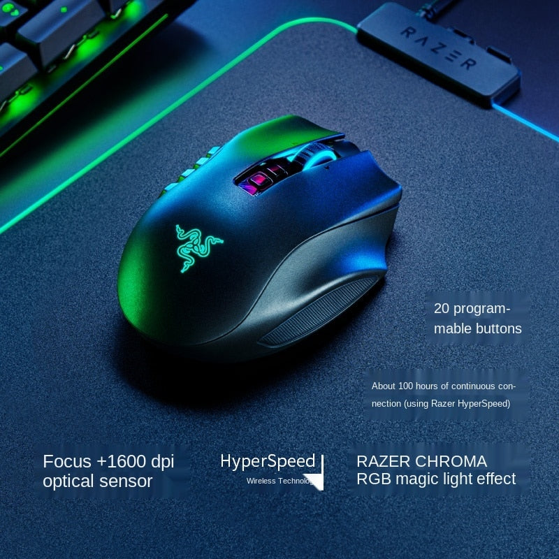 Razer Naga Pro Professional Edition Wireless Bluetooth E-Sports Computer Game Mouse Macro InterchangeableThree Side Key - Azbrowse