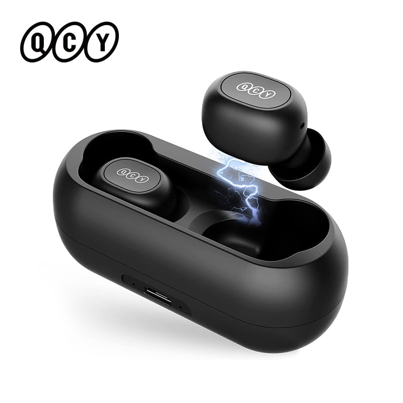QCY T1C Bluetooth 5.0 Earphones Wireless 3D Stereo TWS Headphones with Dual Microphones Headset HD Call Earbuds Customizing APP