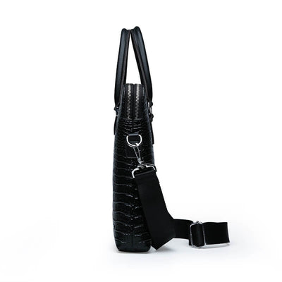 Double Layer Men's Handbag Men Briefcases Leather Handbags Crocodile Pattern Shoulder Bag Male Business Men Laptop Bag Sac Homme - Azbrowse