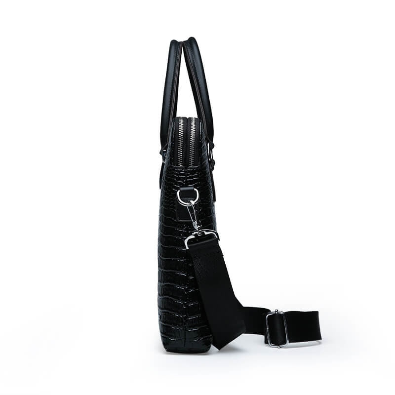 Double Layer Men's Handbag Men Briefcases Leather Handbags Crocodile Pattern Shoulder Bag Male Business Men Laptop Bag Sac Homme - Azbrowse