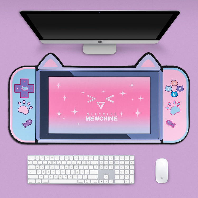 Big Mouse Pad Cute Cat Ears Desk Pad Thicken Computer Games Non-slip Pink Girl Cartoon Super Cute For Girl Game Boy 80CM*40CM - Azbrowse