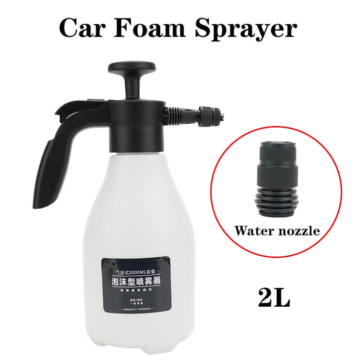 2L Hand Pump Foam Sprayer with 3 Types of Nozzle Hand Pneumatic Foam Cannon Snow Foam Car Wash Spray Bottle Car Window Cleaning - Azbrowse