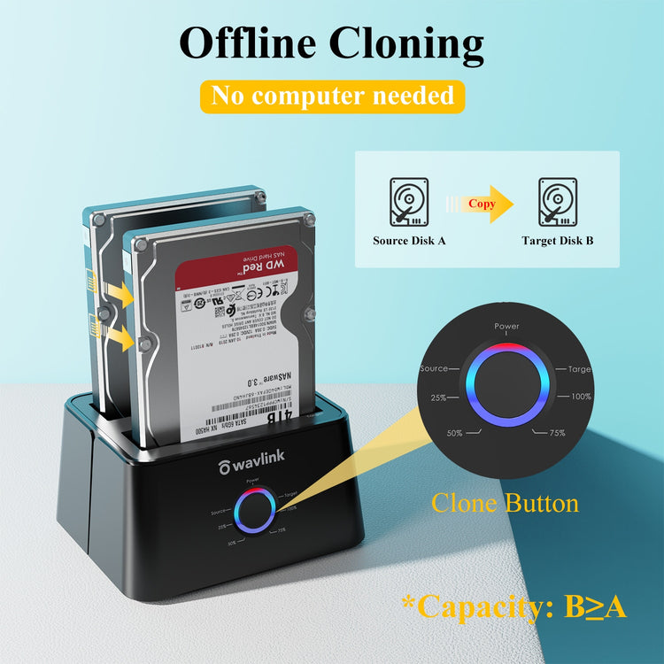 Wavlink HDD Docking Station Sata Hard Drive Enclosure SATA to USB 3.0 Adapter UASP For 2.5 3.5 SSD Disk Case HD Box Dock - Azbrowse