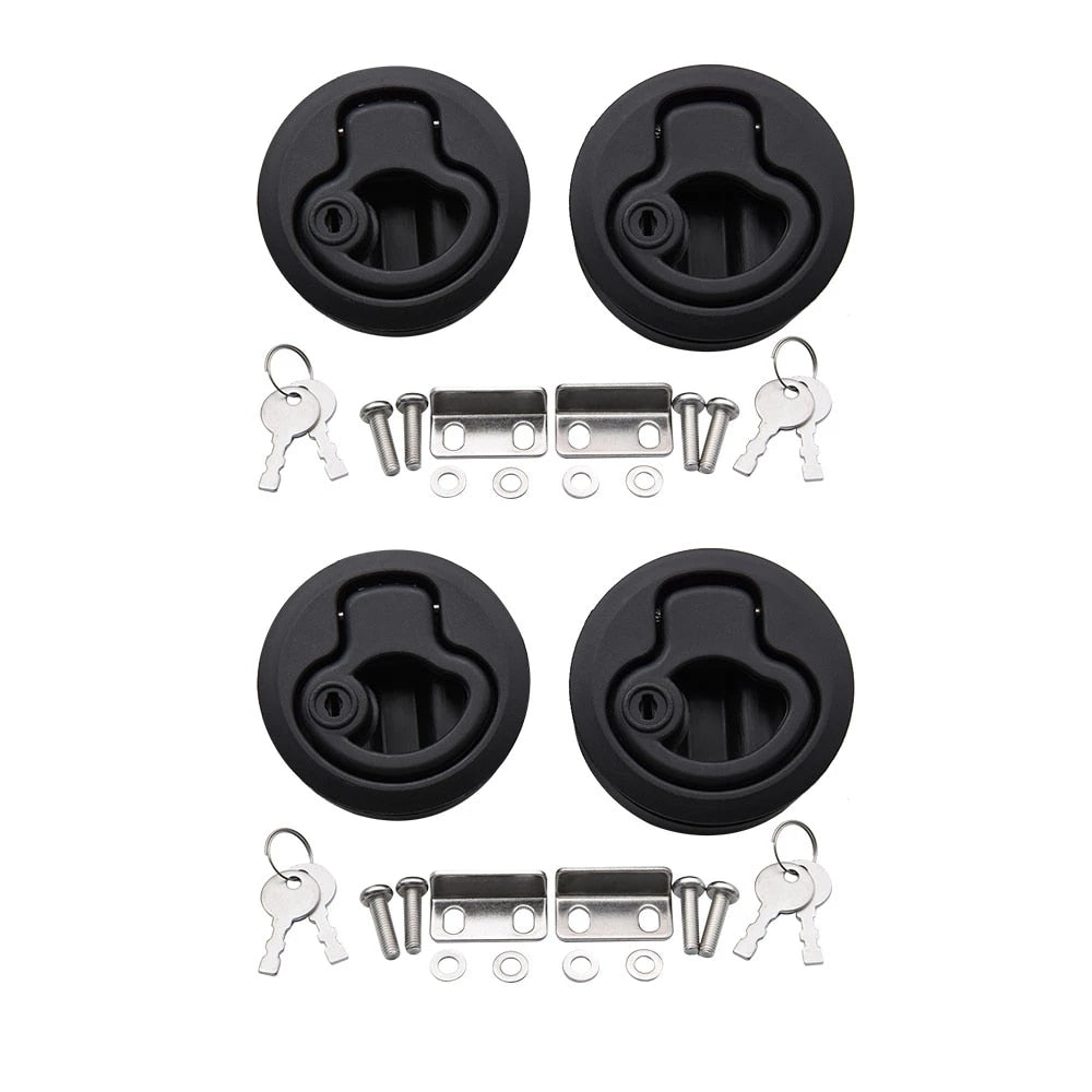 1pcs/2pcs/4pcs/10pcs Round Flush Pull Slam Latch for RV Boat Marine Deck Hatches Lift Pull Handle Non Key Marine Deck Locker - Azbrowse