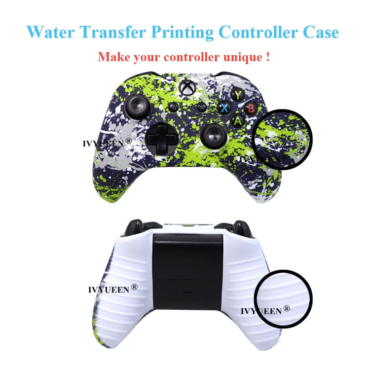 IVYUEEN Silicone Protective Skin Case for XBox One X S Controller Protector Water Transfer Printing Camouflage Cover Grips Caps - Azbrowse