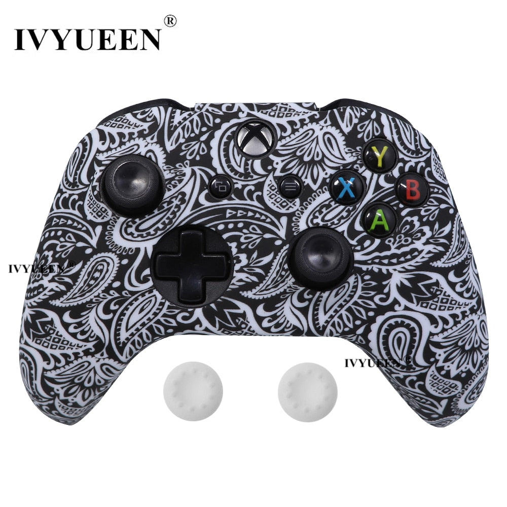 IVYUEEN Silicone Protective Skin Case for XBox One X S Controller Protector Water Transfer Printing Camouflage Cover Grips Caps - Azbrowse
