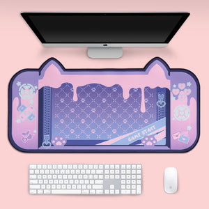Big Mouse Pad Cute Cat Ears Desk Pad Thicken Computer Games Non-slip Pink Girl Cartoon Super Cute For Girl Game Boy 80CM*40CM - Azbrowse