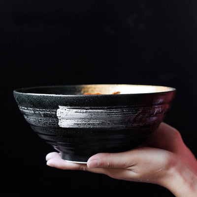 Japanese style 7.5 inch large bowl ramen bowl ceramic soup bowl retro tableware hat bowl trumpet bowl ceramic - Azbrowse