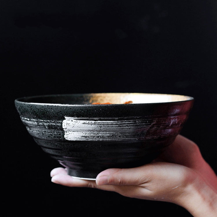 Japanese style 7.5 inch large bowl ramen bowl ceramic soup bowl retro tableware hat bowl trumpet bowl ceramic - Azbrowse