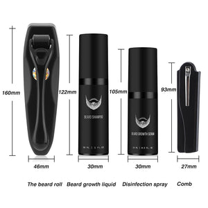 Beard Growth Kit Hair Growth Enhancer Thicker Oil Nourishing Leave-in Conditioner Beard Grow Set with Beard Growth roller - Azbrowse