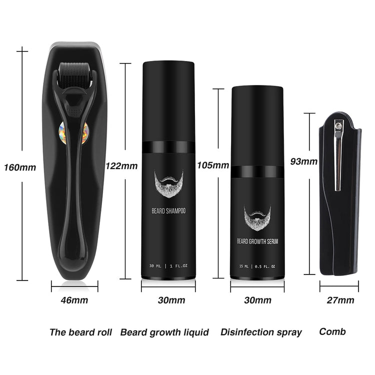 Beard Growth Kit Hair Growth Enhancer Thicker Oil Nourishing Leave-in Conditioner Beard Grow Set with Beard Growth roller - Azbrowse