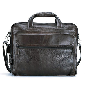 Large Men Leather Handbgs Male Genuine Leather Business Travel Brifcases Bag Men's 15.6 Inch Laptop Shoulder Bag Business A4 Bag - Azbrowse