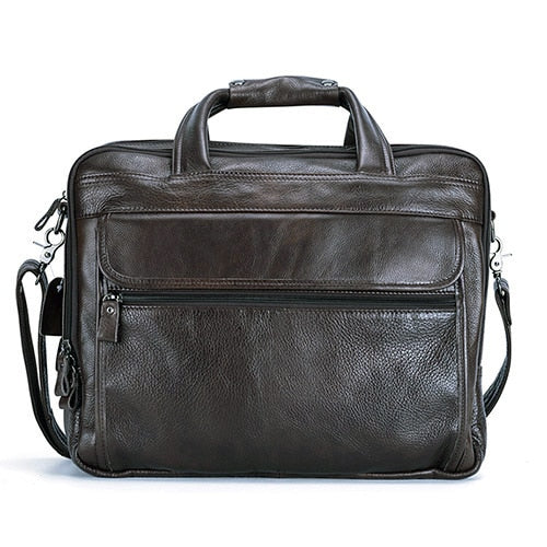 Large Men Leather Handbgs Male Genuine Leather Business Travel Brifcases Bag Men's 15.6 Inch Laptop Shoulder Bag Business A4 Bag - Azbrowse
