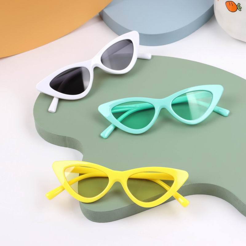 Summer Boy Girl Triangle Cat Eye Sunglasses UV400 Protection Kids Ultraviolet-proof Baby Accessories Personality Trendy 2-8Years