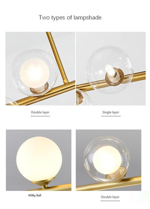 SANDYHA Modern Simple Bubble Ball Long Strip Chandeliers Minimalist Creative Hanging Lights Magic Bean Iron Art Restaurant Lamp - Azbrowse