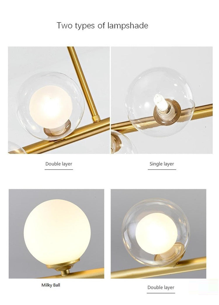 SANDYHA Modern Simple Bubble Ball Long Strip Chandeliers Minimalist Creative Hanging Lights Magic Bean Iron Art Restaurant Lamp - Azbrowse