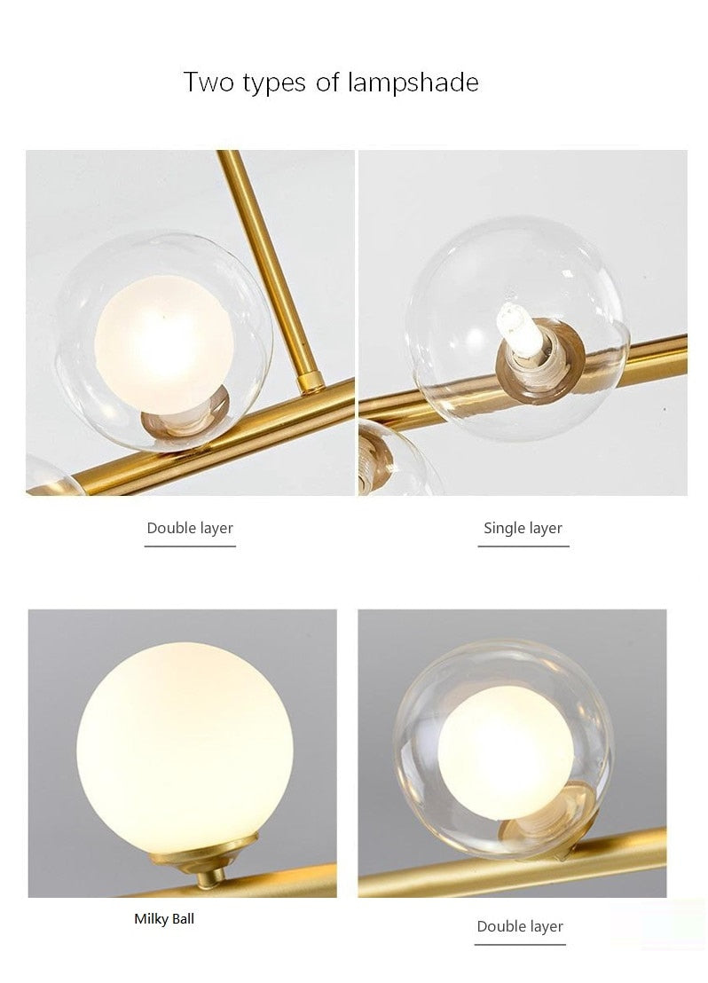 SANDYHA Modern Simple Bubble Ball Long Strip Chandeliers Minimalist Creative Hanging Lights Magic Bean Iron Art Restaurant Lamp - Azbrowse