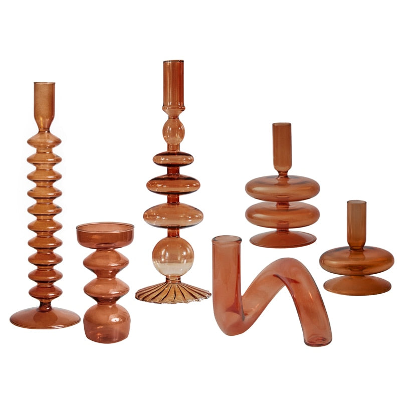 Glass Candle Stick Holders Taper Candles Holder for Candlestick Dinner Candles Party and Wedding Centerpieces Table Decoration - Azbrowse