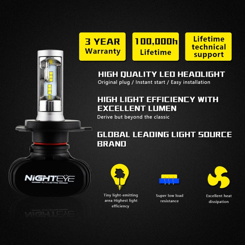 Nighteye Led H4 H7 H8 H9 H11 8000LM 50W 6500K Car LED Headlights White Fog Lamps 9005 HB3 9006 HB4 Fog Light Bulbs - Azbrowse