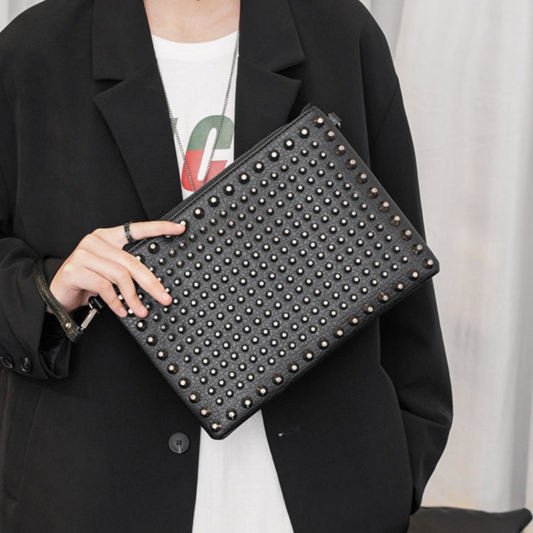 DAEYOTEN Famous Brands Men's Clutch Handbag Rivets Decoration Envelope Bag Unisex Pu Leather Handbags 2019 Free Shipping ZM0379 - Azbrowse