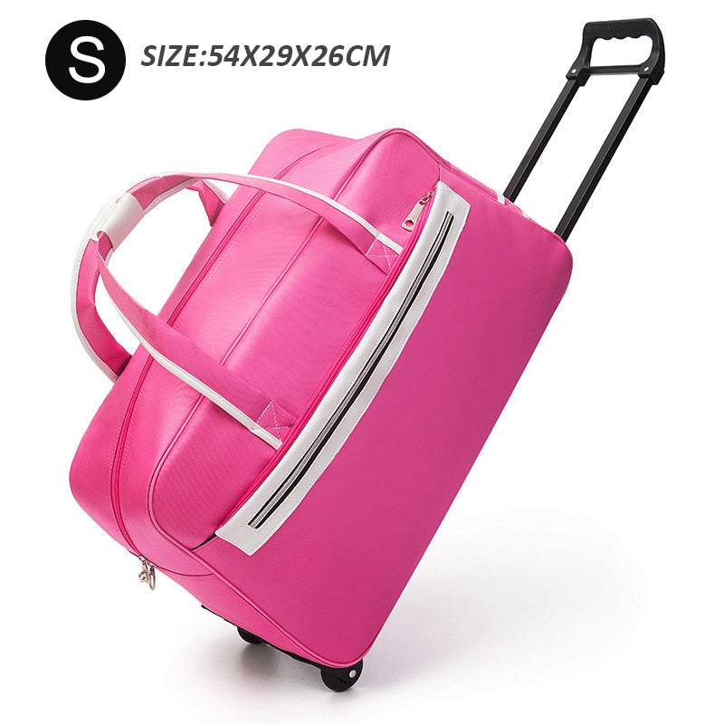 Striped Carry-Ons Bag Waterproof Nylon Trolly Bag For Traveling Men Travel Bags Foldable Cabin Suitcase With Wheels XA225C - Azbrowse