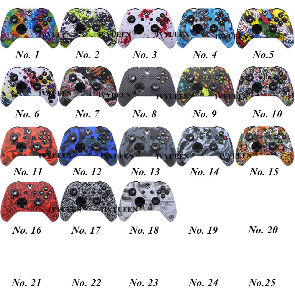 IVYUEEN Silicone Protective Skin Case for XBox One X S Controller Protector Water Transfer Printing Camouflage Cover Grips Caps - Azbrowse