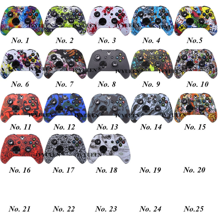 IVYUEEN Silicone Protective Skin Case for XBox One X S Controller Protector Water Transfer Printing Camouflage Cover Grips Caps - Azbrowse