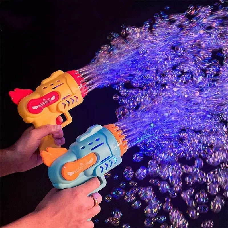 Bubble Gun Toys for Kids Electric Automatic Soap Rocket Bubbles Machine with LED Light Outdoor Wedding Party Toy Children Gifts