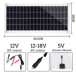 300W Solar Panel Kit Complete 12V USB With 10-60A Controller Solar Cells for Car Yacht RV Boat Moblie Phone Battery Charger - Azbrowse