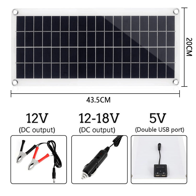 300W Solar Panel Kit Complete 12V USB With 10-60A Controller Solar Cells for Car Yacht RV Boat Moblie Phone Battery Charger - Azbrowse