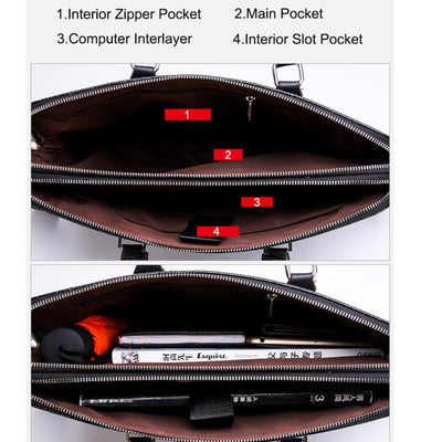 Double Layer Men's Handbag Men Briefcases Leather Handbags Crocodile Pattern Shoulder Bag Male Business Men Laptop Bag Sac Homme - Azbrowse