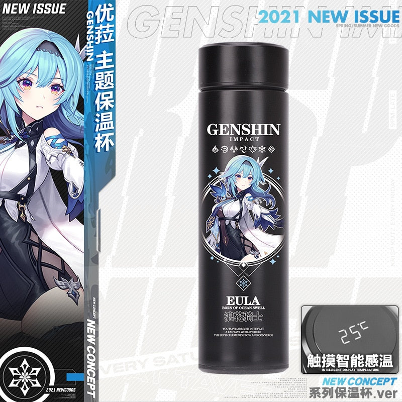 Anime Game Genshin Impact Venti Paimon Klee Diluc Qiqi Keqing Stainless Steel Vacuum Cup Thermos Cup Water Bottle Xmas Gift - Azbrowse