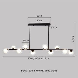 SANDYHA Modern Simple Bubble Ball Long Strip Chandeliers Minimalist Creative Hanging Lights Magic Bean Iron Art Restaurant Lamp - Azbrowse