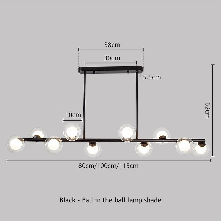 SANDYHA Modern Simple Bubble Ball Long Strip Chandeliers Minimalist Creative Hanging Lights Magic Bean Iron Art Restaurant Lamp - Azbrowse