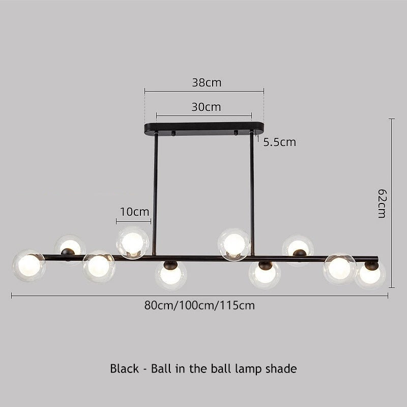 SANDYHA Modern Simple Bubble Ball Long Strip Chandeliers Minimalist Creative Hanging Lights Magic Bean Iron Art Restaurant Lamp - Azbrowse