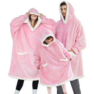 Blanket with Sleeves Women Oversized Winter Hoodie Fleece Warm Hoodies Sweatshirts Giant TV Blanket Women Hoody Robe Couple Men - Azbrowse