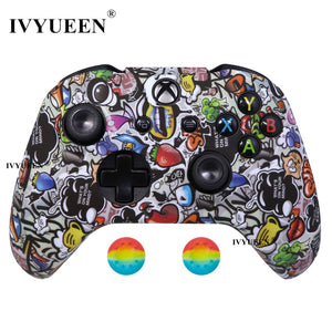 IVYUEEN Silicone Protective Skin Case for XBox One X S Controller Protector Water Transfer Printing Camouflage Cover Grips Caps - Azbrowse