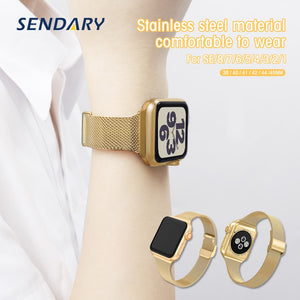 Slim Watch Band for Apple Watch SE 8/7/6/5/4/3/2/1 38MM 40MM 41MM Metal Bracelet Loop Strap 42MM 44MM 45MM Wrist Watchband - Azbrowse