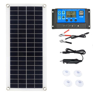 300W Solar Panel Kit Complete 12V USB With 10-60A Controller Solar Cells for Car Yacht RV Boat Moblie Phone Battery Charger - Azbrowse