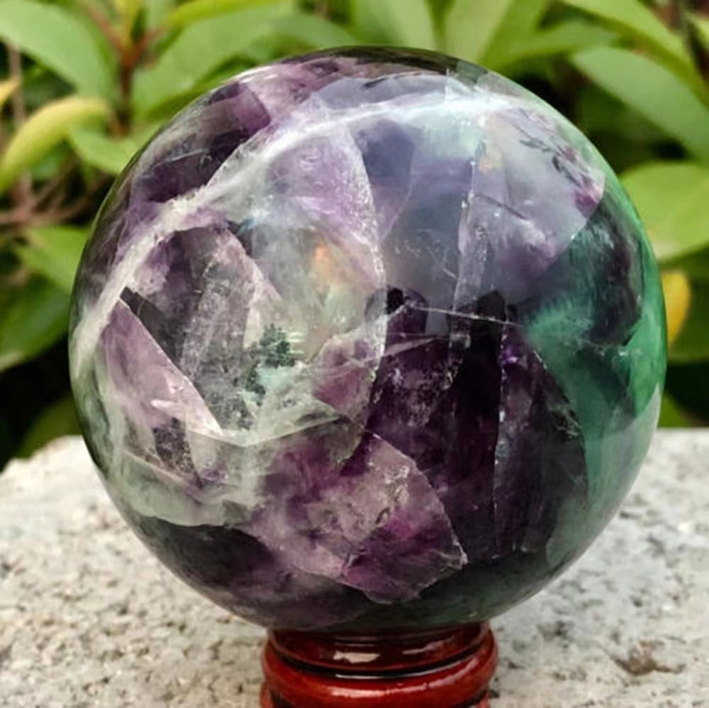Natural Colored Fluorite Hand-Polished Quartz Ball For Home Decoration - Azbrowse