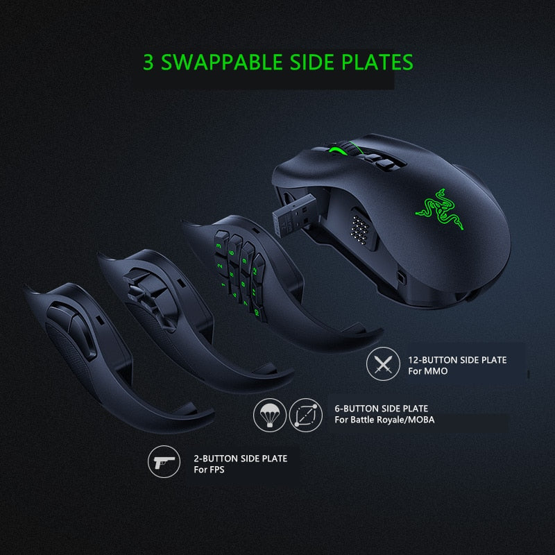 Razer Naga Pro Professional Edition Wireless Bluetooth E-Sports Computer Game Mouse Macro InterchangeableThree Side Key - Azbrowse