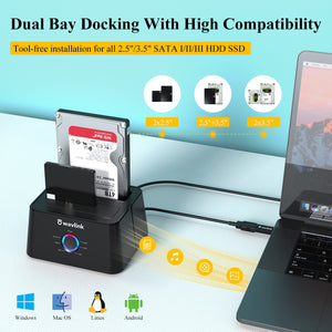 Wavlink HDD Docking Station Sata Hard Drive Enclosure SATA to USB 3.0 Adapter UASP For 2.5 3.5 SSD Disk Case HD Box Dock - Azbrowse