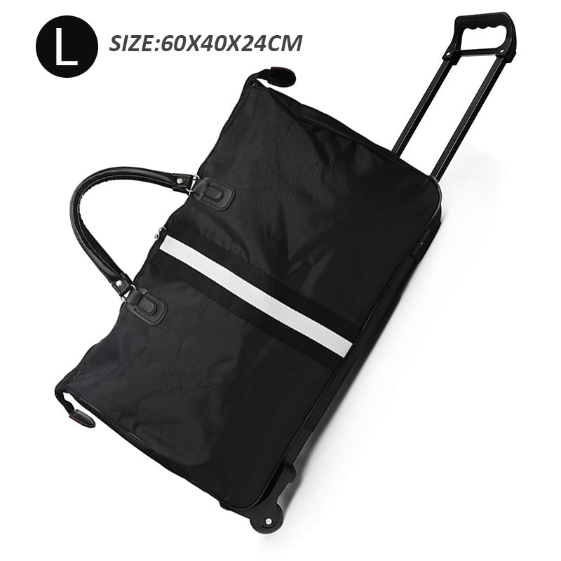Striped Carry-Ons Bag Waterproof Nylon Trolly Bag For Traveling Men Travel Bags Foldable Cabin Suitcase With Wheels XA225C - Azbrowse