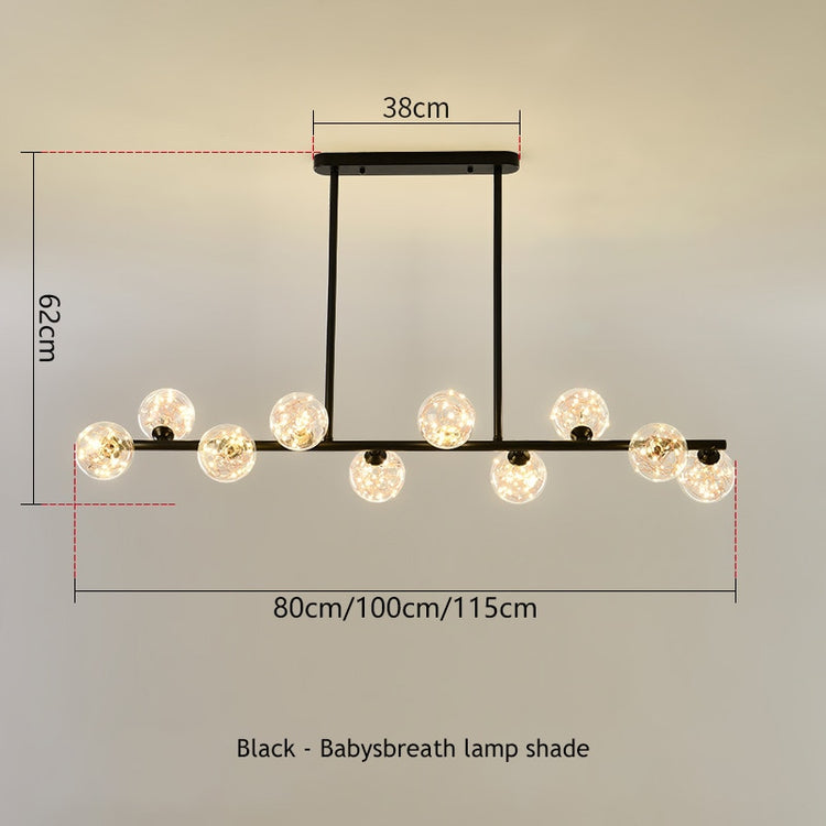 SANDYHA Modern Simple Bubble Ball Long Strip Chandeliers Minimalist Creative Hanging Lights Magic Bean Iron Art Restaurant Lamp - Azbrowse