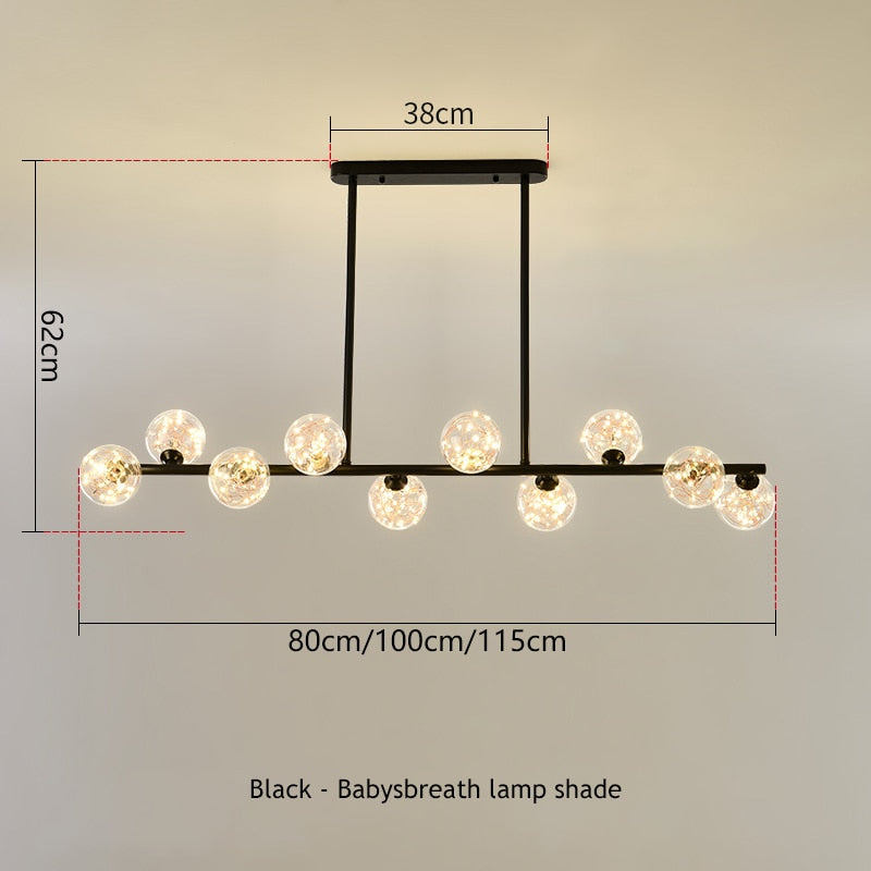 SANDYHA Modern Simple Bubble Ball Long Strip Chandeliers Minimalist Creative Hanging Lights Magic Bean Iron Art Restaurant Lamp - Azbrowse