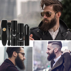 Beard Growth Kit Hair Growth Enhancer Thicker Oil Nourishing Leave-in Conditioner Beard Grow Set with Beard Growth roller - Azbrowse